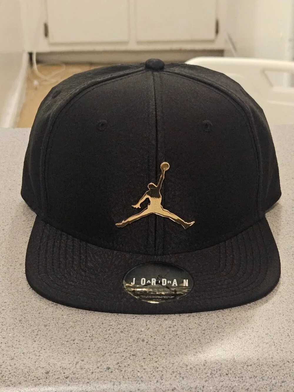Air Jordan Hat Men Black Cement Elephant Gold Metal Jumpman Snap Back Cap
